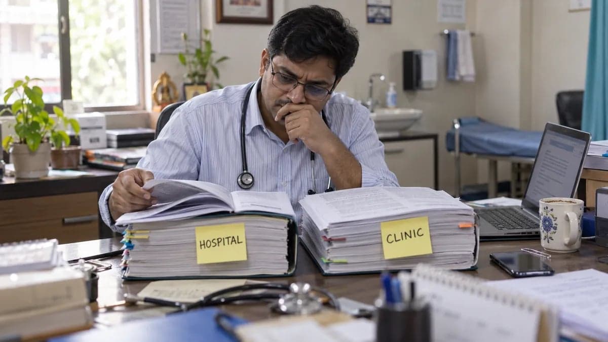 A clinic owner comparing hospital accreditation standards against the clinic standards, unsure which applies