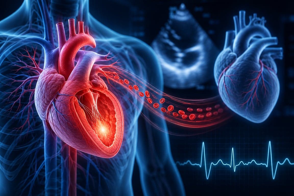 Echocardiogram report showing a left ventricular ejection fraction (LVEF) percentage