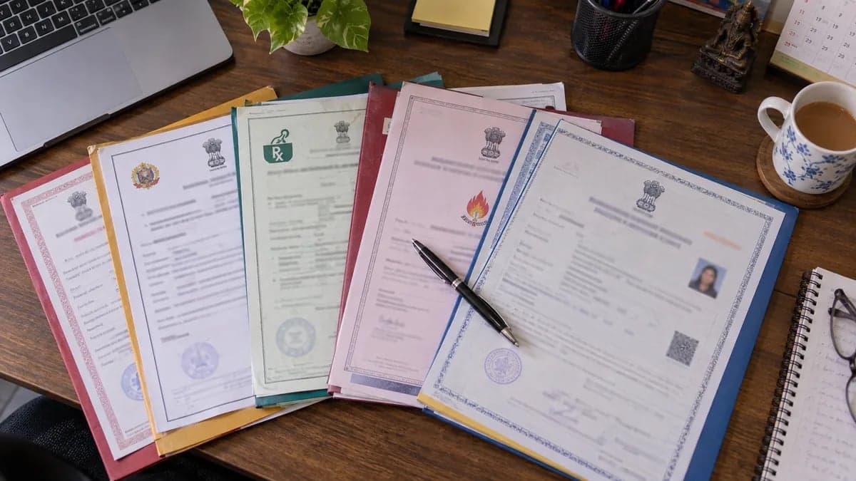 A fanned-out stack of the different licences and registrations a clinic collects